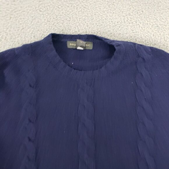 Banana Republic Sweater Womens Extra Large Blue Cable Knit XL Cashmere Wool - Picture 5 of 12